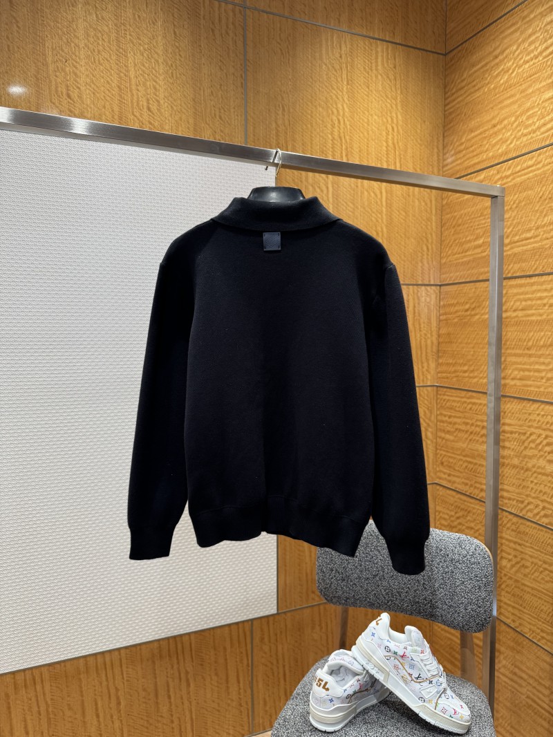 LV Leather Label Knit Wool Zipper Cardigan 1