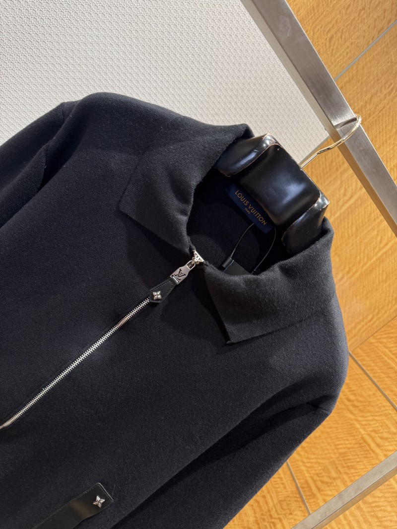 LV Leather Label Knit Wool Zipper Cardigan 2