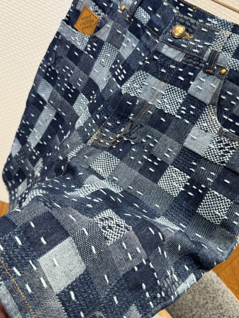 LV Checkered Denim Shorts 4