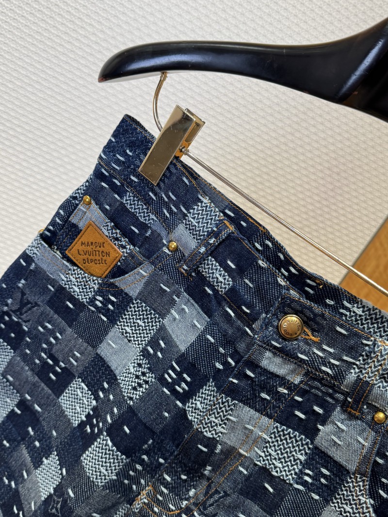 LV Checkered Denim Shorts 5