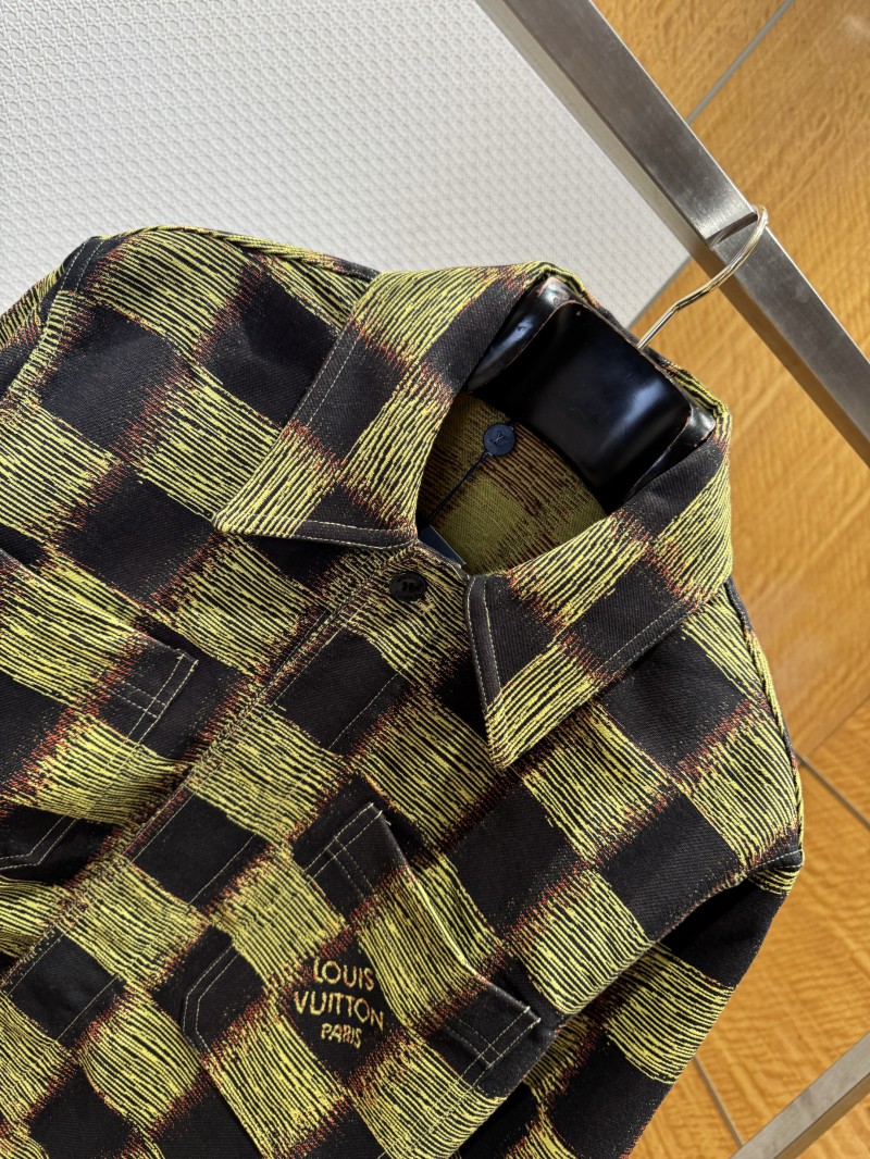 LV Check Print Single-Breasted Long-Sleeve Jacket Coat 1 1