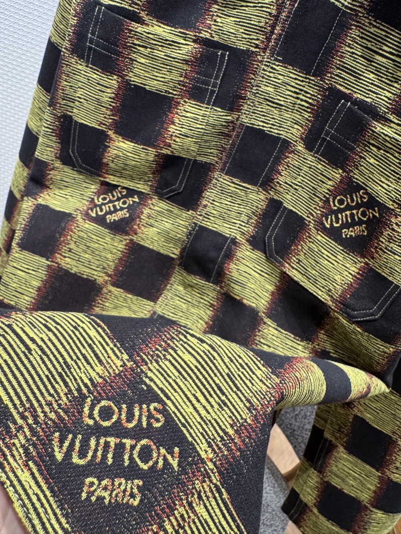LV Check Print Single-Breasted Long-Sleeve Jacket Coat 1 3