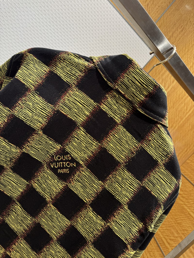 LV Check Print Single-Breasted Long-Sleeve Jacket Coat 1 4