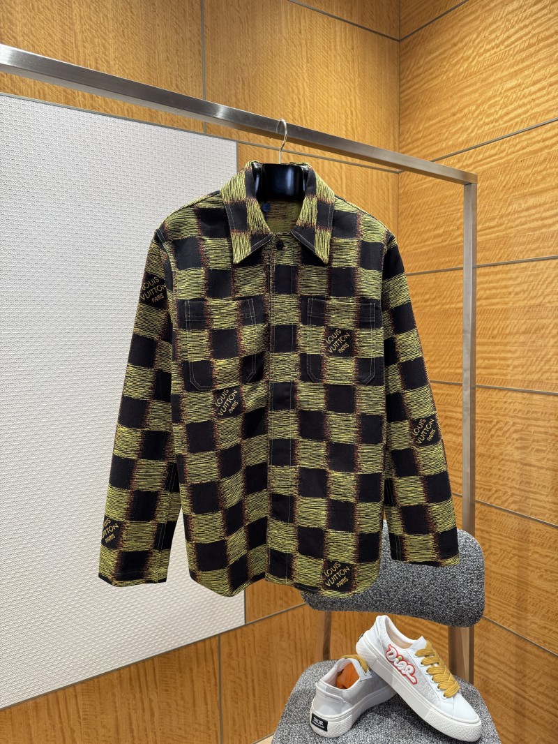 LV Check Print Single-Breasted Long-Sleeve Jacket Coat 1 5