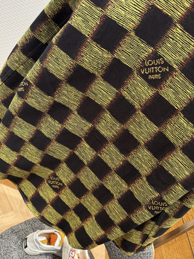 LV Check Print Single-Breasted Long-Sleeve Jacket Coat 1 6