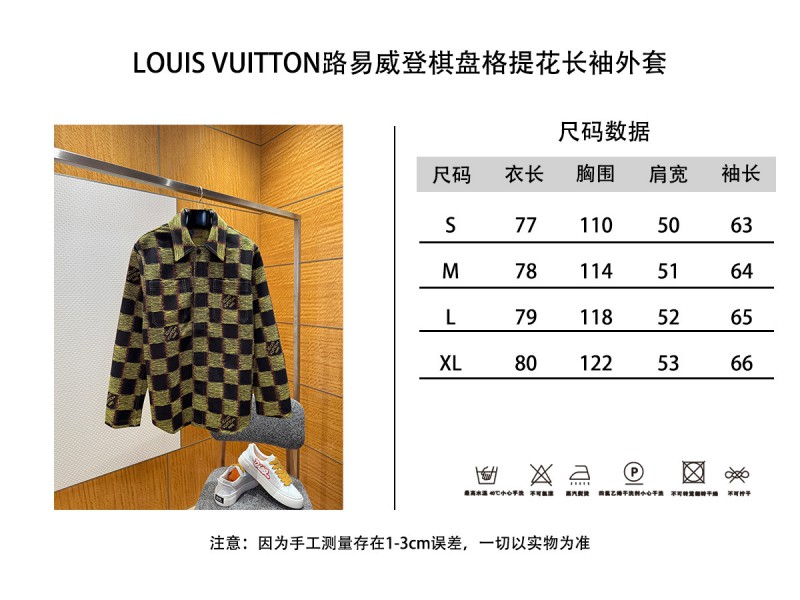 LV Check Print Single-Breasted Long-Sleeve Jacket Coat 1 9