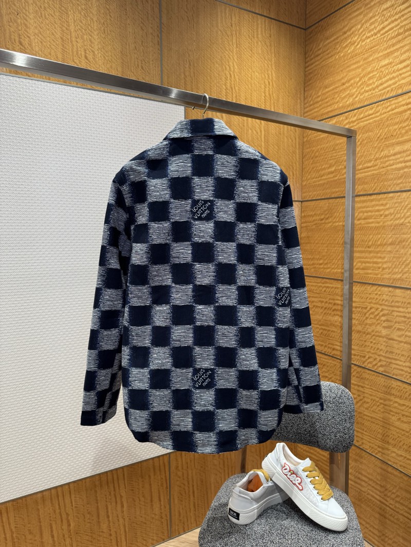 LV Check Print Single-Breasted Long-Sleeve Jacket Coat 2 1
