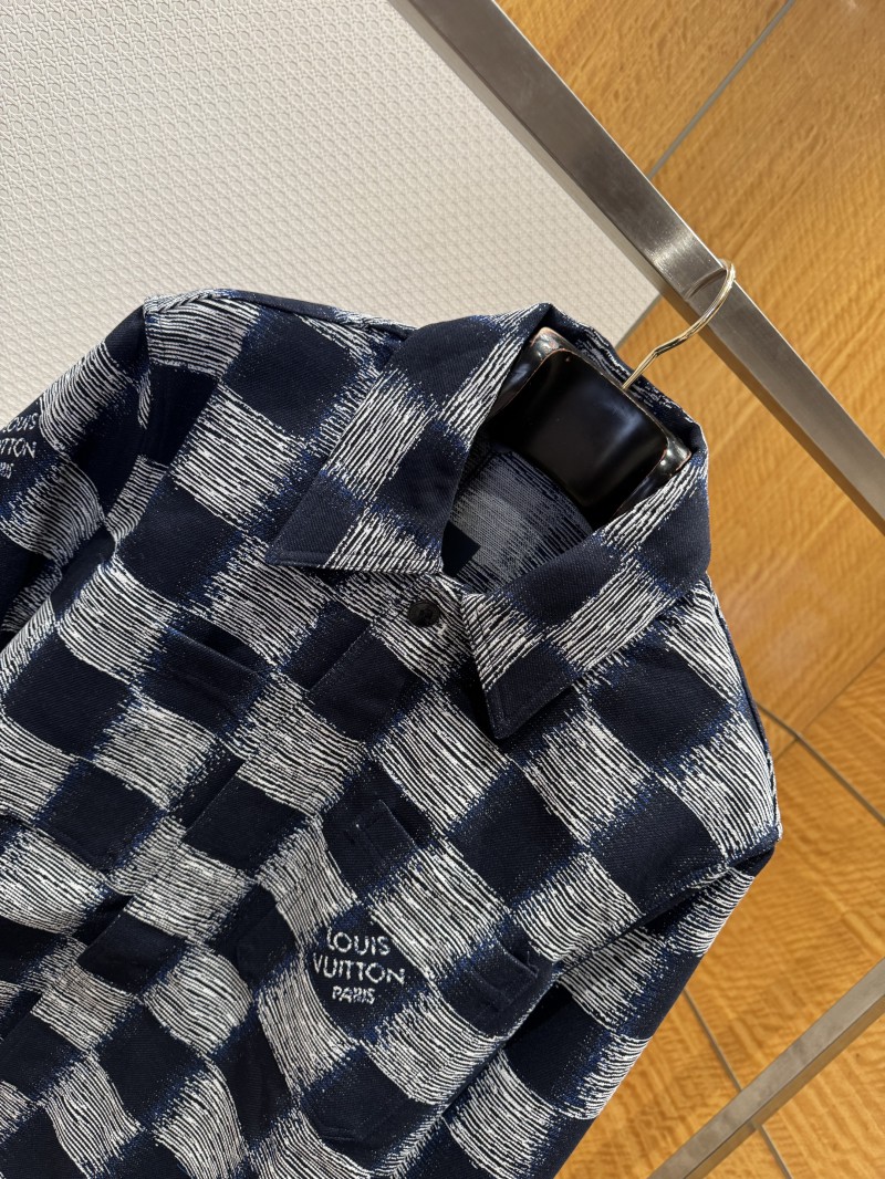 LV Check Print Single-Breasted Long-Sleeve Jacket Coat 2 2