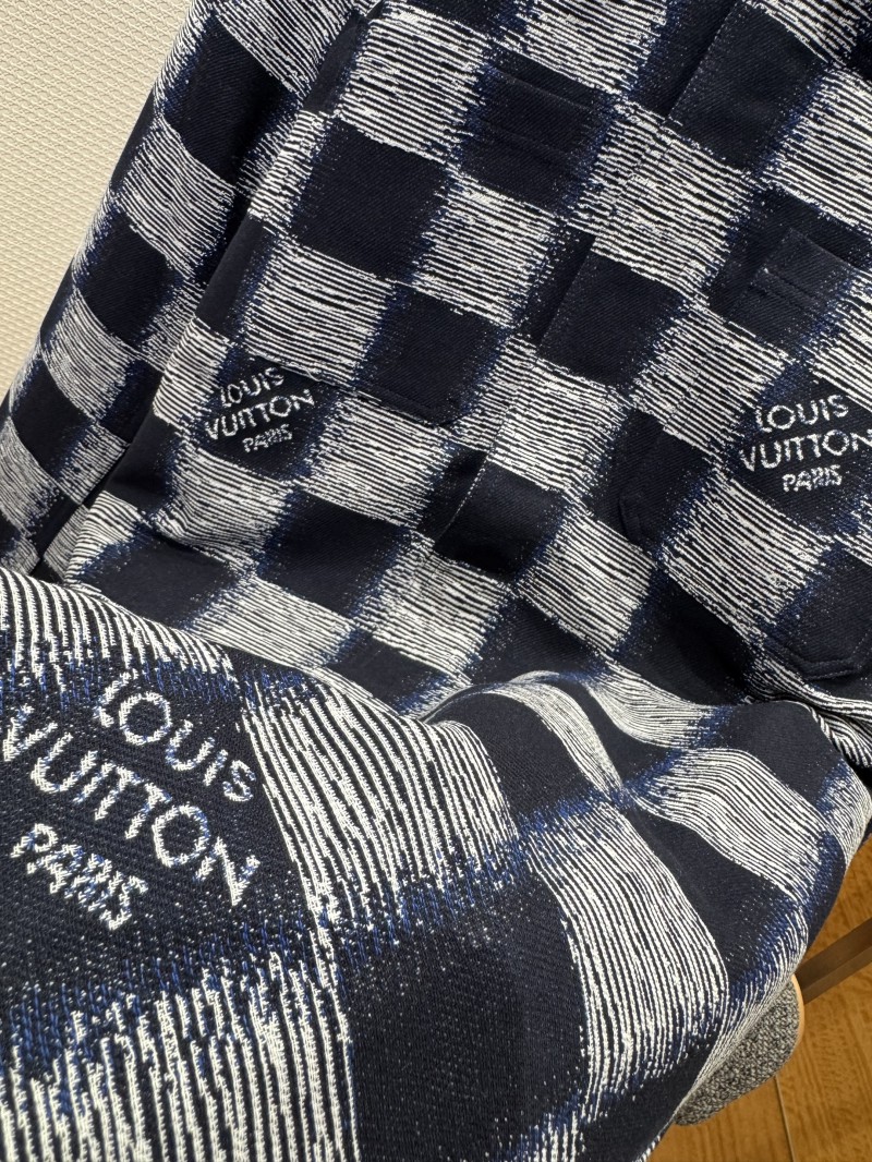 LV Check Print Single-Breasted Long-Sleeve Jacket Coat 2 4