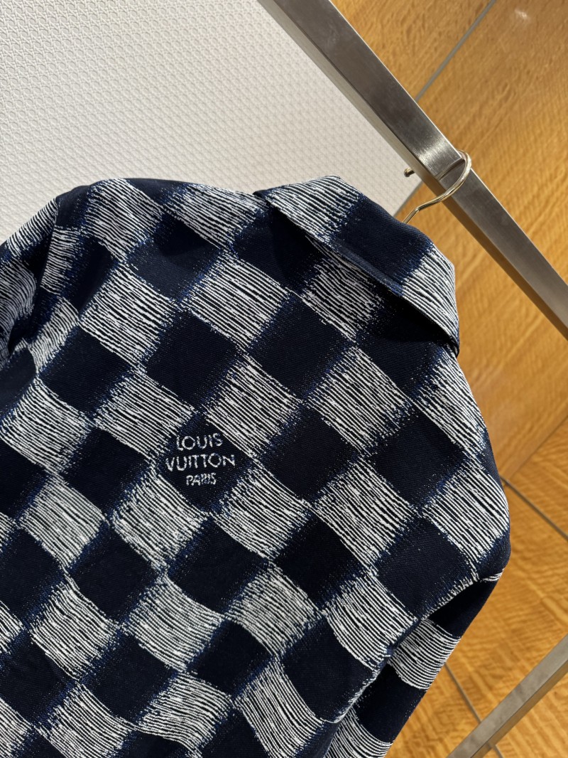 LV Check Print Single-Breasted Long-Sleeve Jacket Coat 2 5
