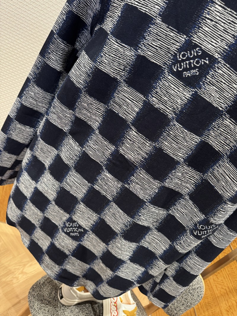 LV Check Print Single-Breasted Long-Sleeve Jacket Coat 2 6