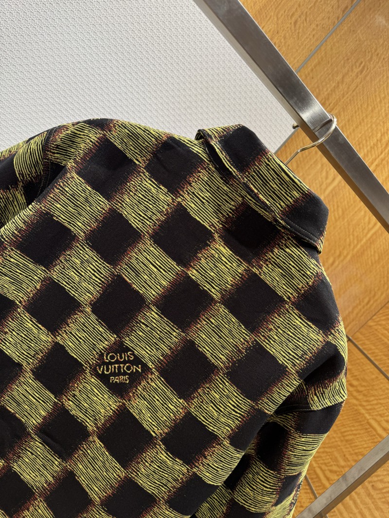 LV Logo Print Pointed Collar Single-Button Short-Sleeve Shirt 1 5