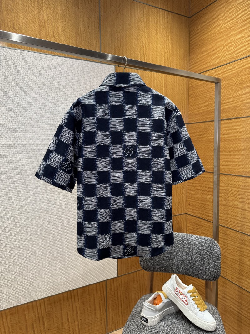 LV Logo Print Pointed Collar Single-Button Short-Sleeve Shirt 2 1
