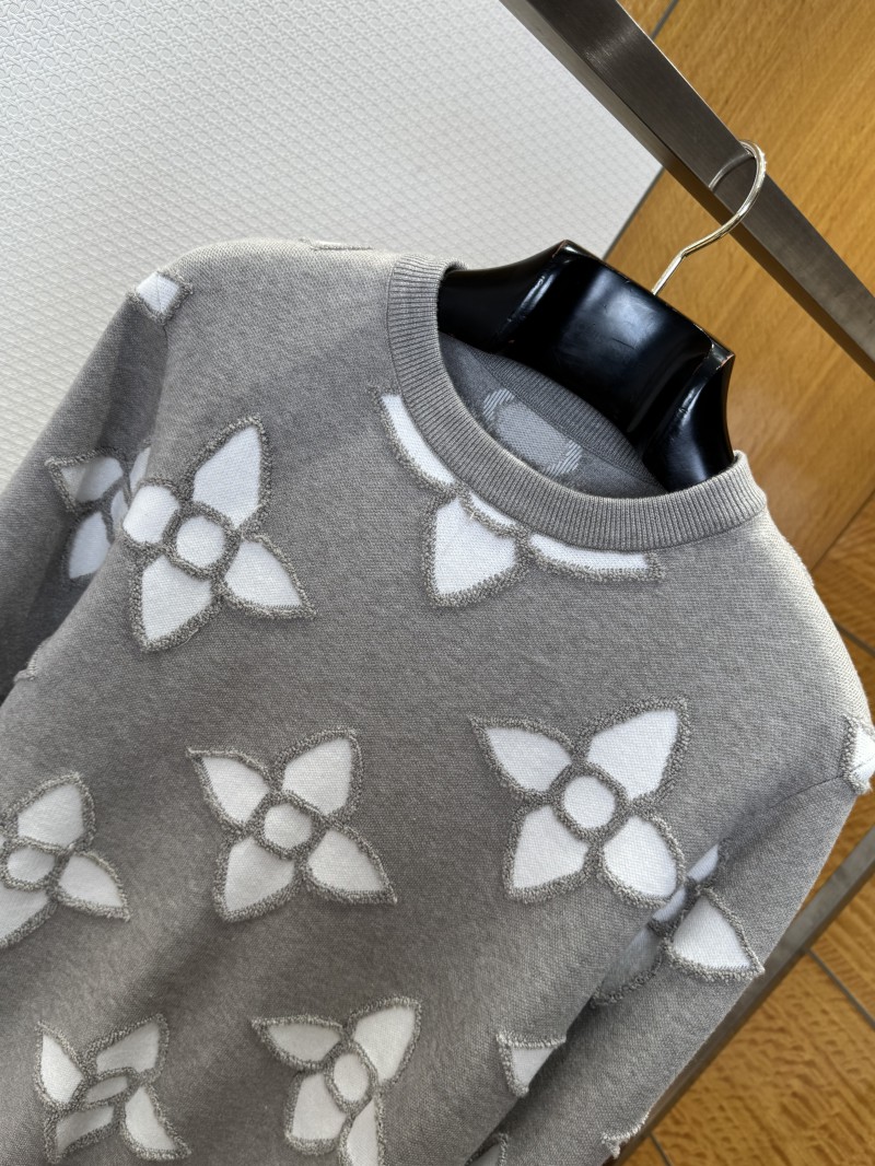 LV Pattern Jacquard Crew Neck Long Sleeve Sweater 2