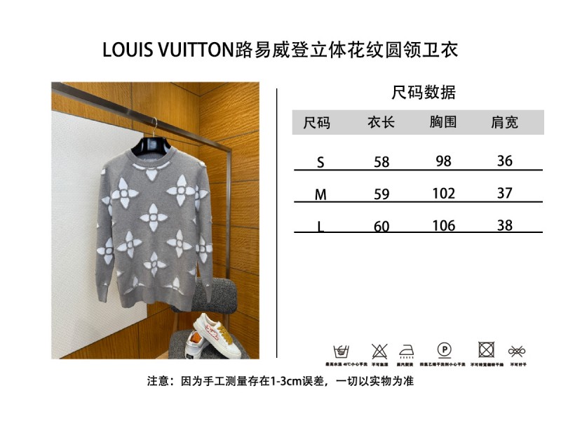 LV Pattern Jacquard Crew Neck Long Sleeve Sweater 9