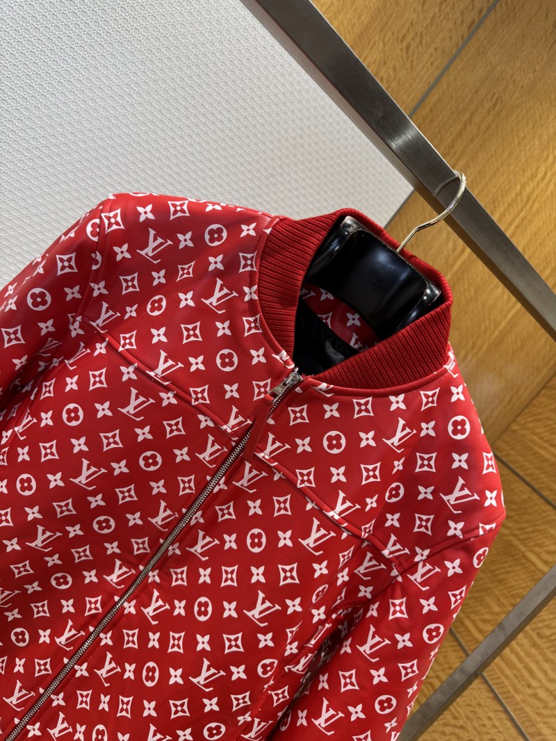 LV Full-Print Jacquard Leather Jacket Coat 2