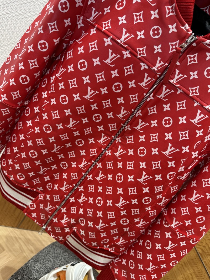 LV Full-Print Jacquard Leather Jacket Coat 3