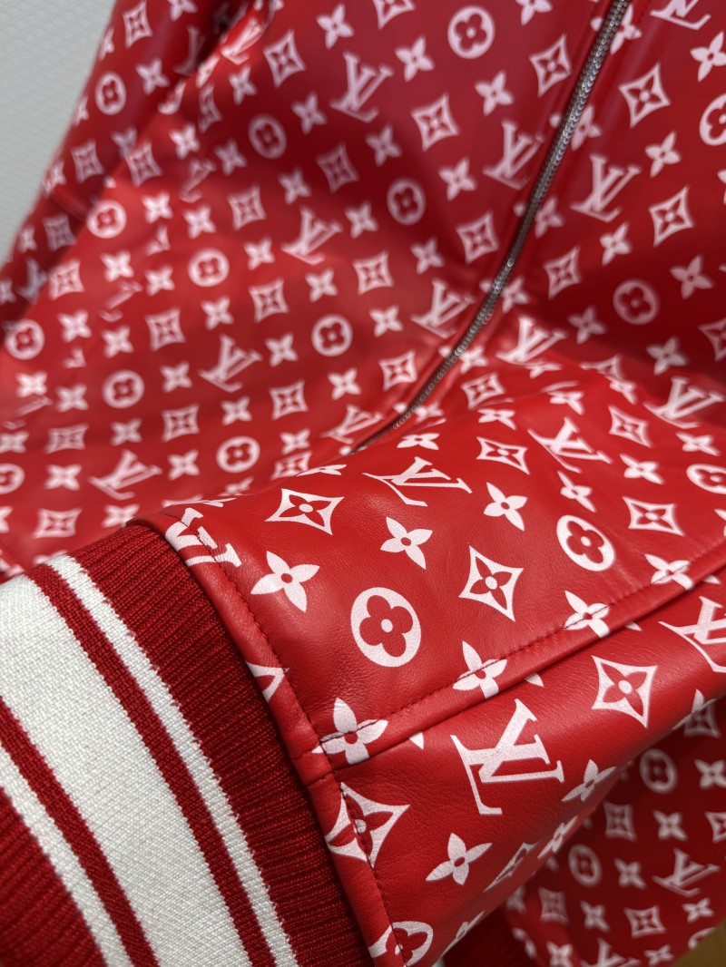 LV Full-Print Jacquard Leather Jacket Coat 4