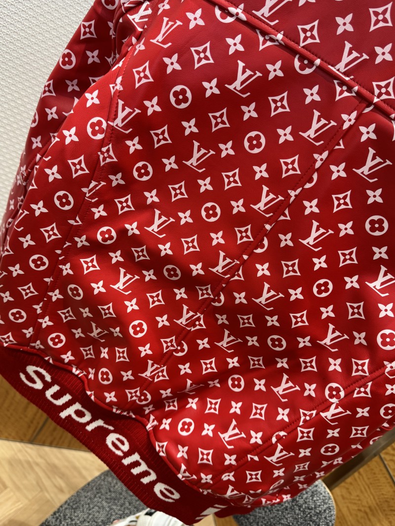 LV Full-Print Jacquard Leather Jacket Coat 6