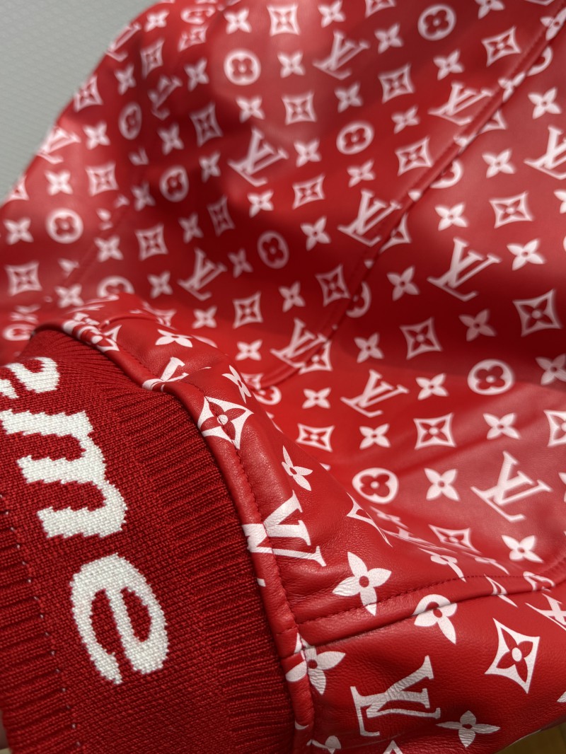 LV Full-Print Jacquard Leather Jacket Coat 7