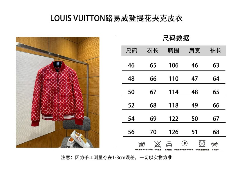 LV Full-Print Jacquard Leather Jacket Coat 9