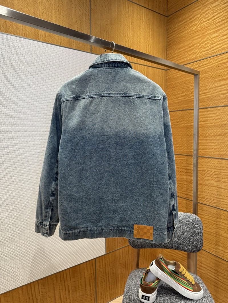 LV Washed Embossed Denim Jacket Coat 1