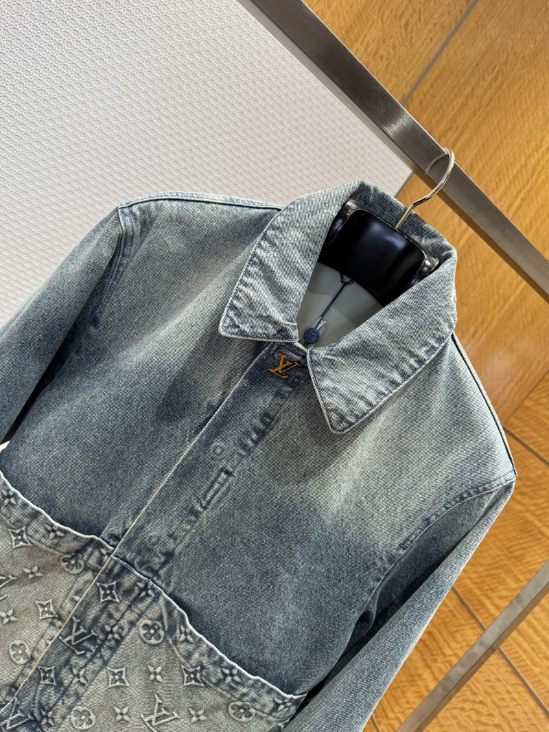 LV Washed Embossed Denim Jacket Coat 2