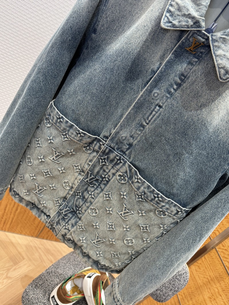 LV Washed Embossed Denim Jacket Coat 3