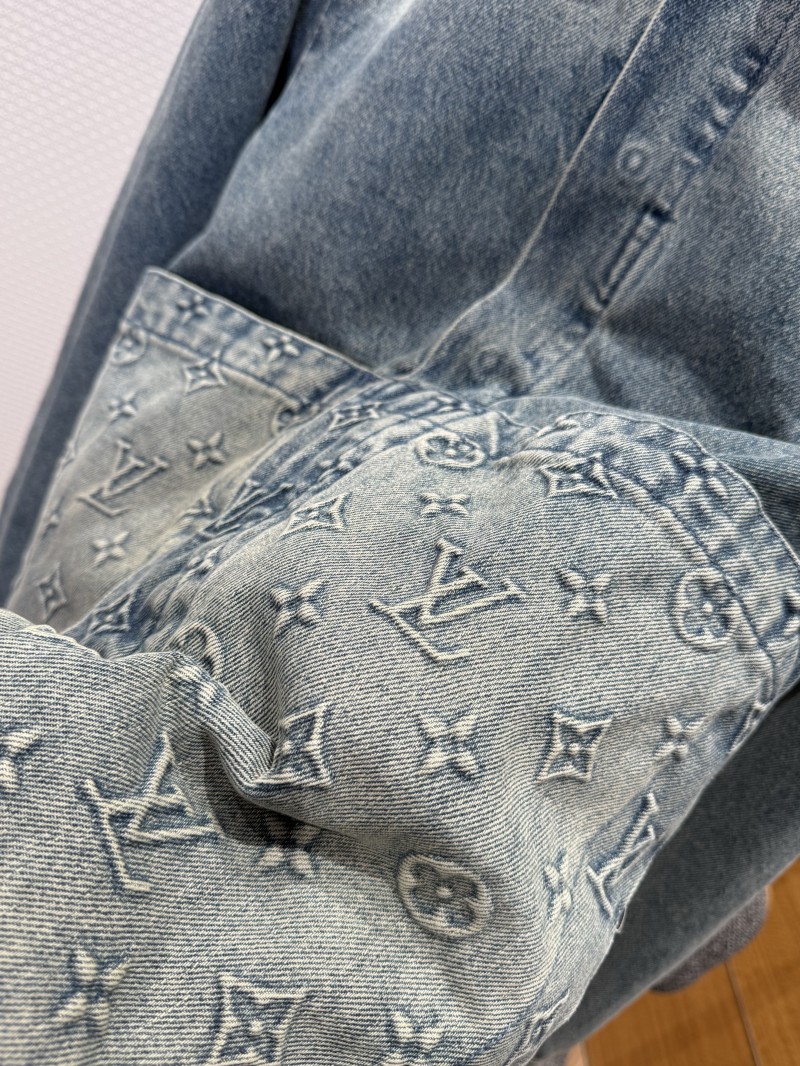 LV Washed Embossed Denim Jacket Coat 4