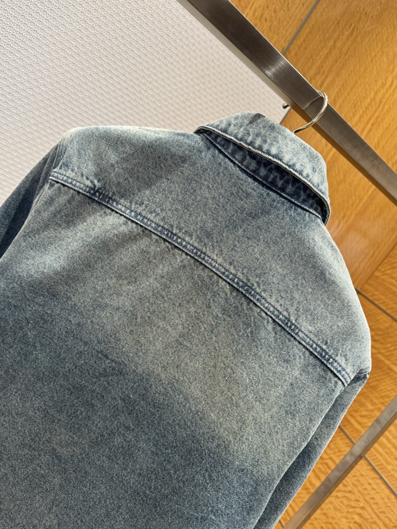 LV Washed Embossed Denim Jacket Coat 5