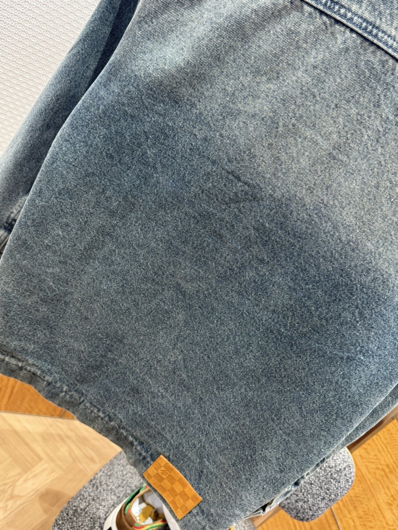 LV Washed Embossed Denim Jacket Coat 6