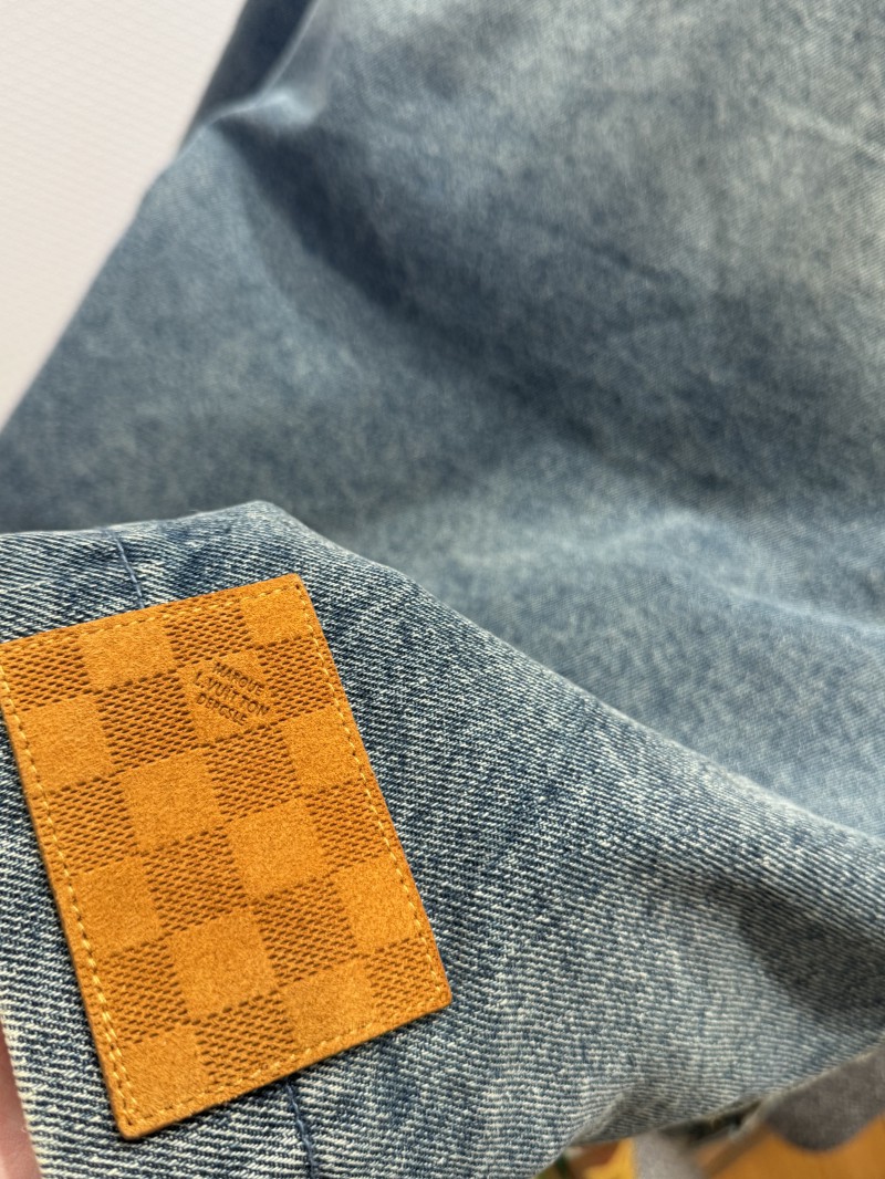 LV Washed Embossed Denim Jacket Coat 7