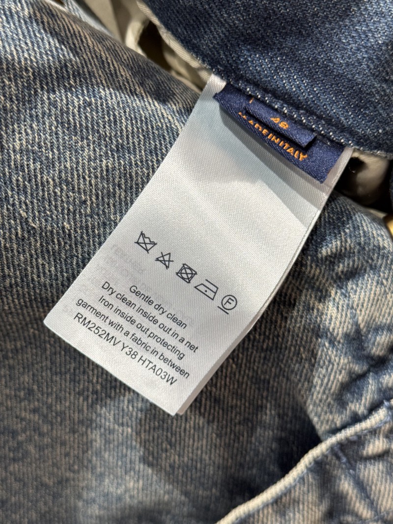 LV Washed Embossed Denim Jacket Coat 8