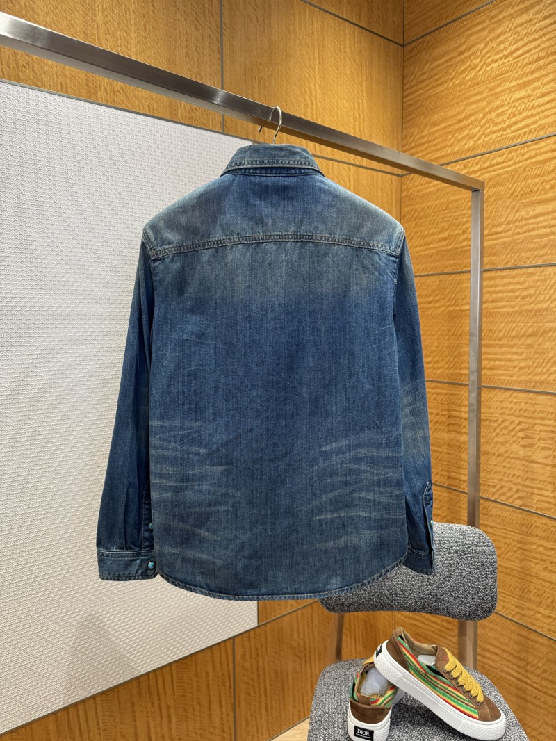 LV Studded Lapel Denim Long-Sleeve Shirt 1
