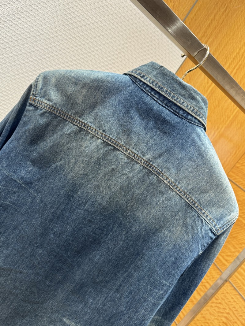 LV Studded Lapel Denim Long-Sleeve Shirt 6