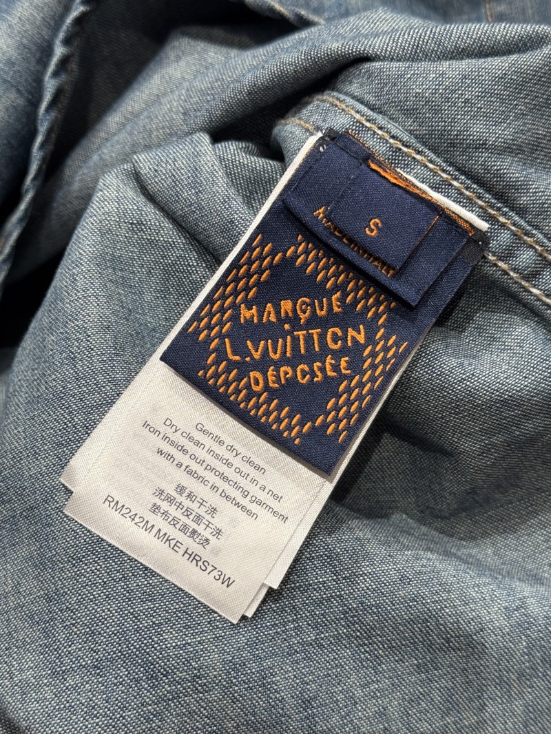 LV Studded Lapel Denim Long-Sleeve Shirt 8