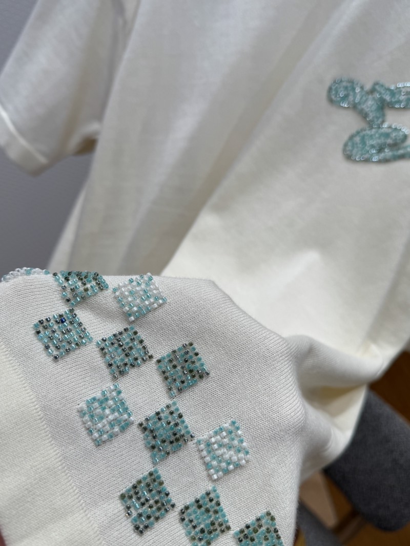 LV Beaded Knit Short-Sleeve T-Shirt 5