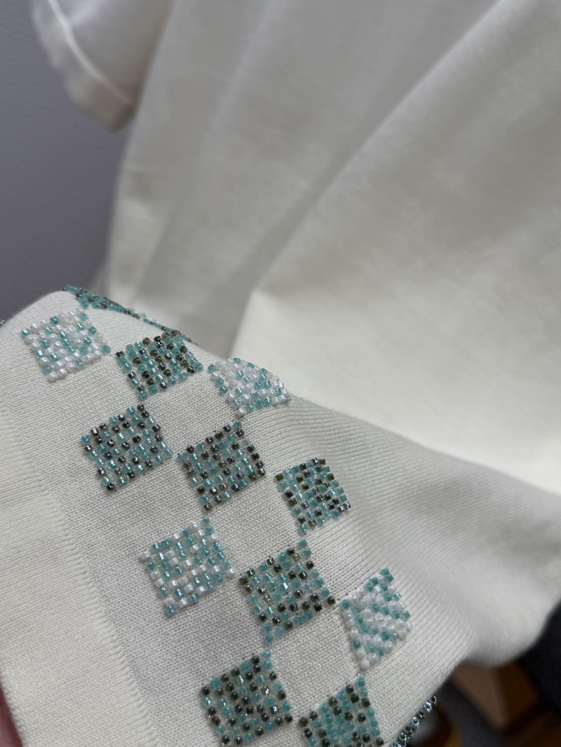 LV Beaded Knit Short-Sleeve T-Shirt 7