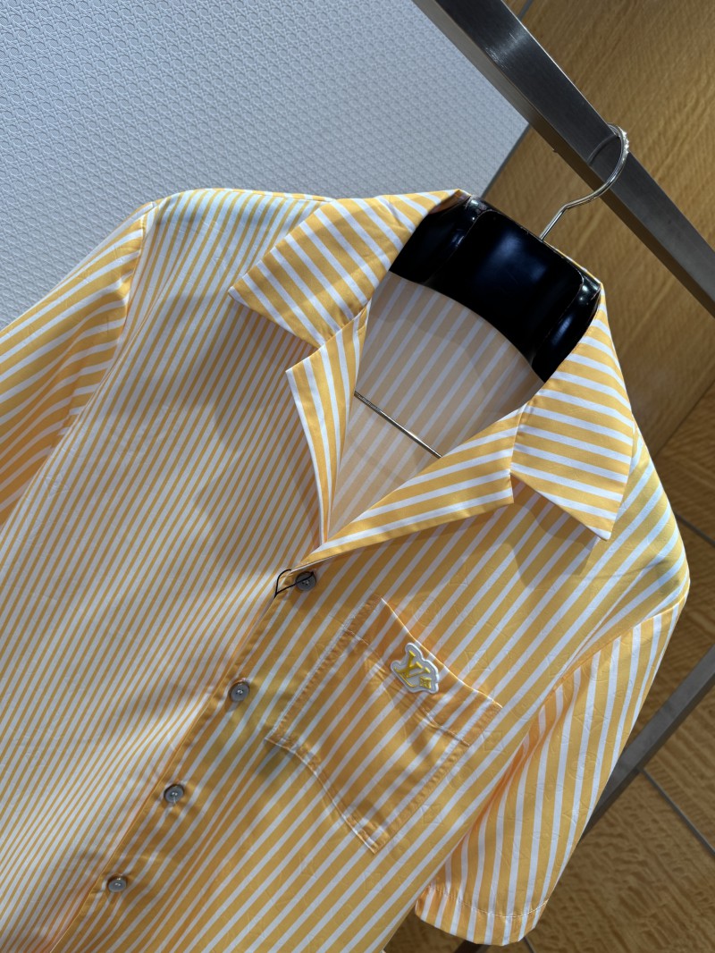 LV Striped Patchwork Short-Sleeve Shirt 2