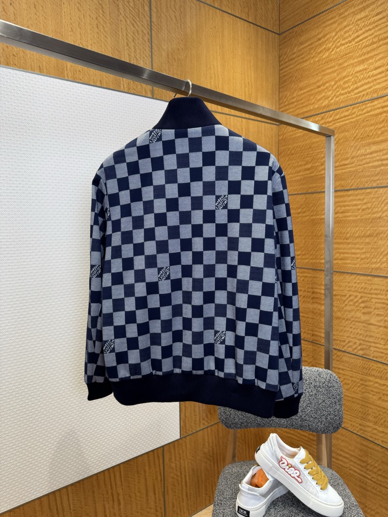 LV Checkered Jacquard Zipper Jacket Coat 1