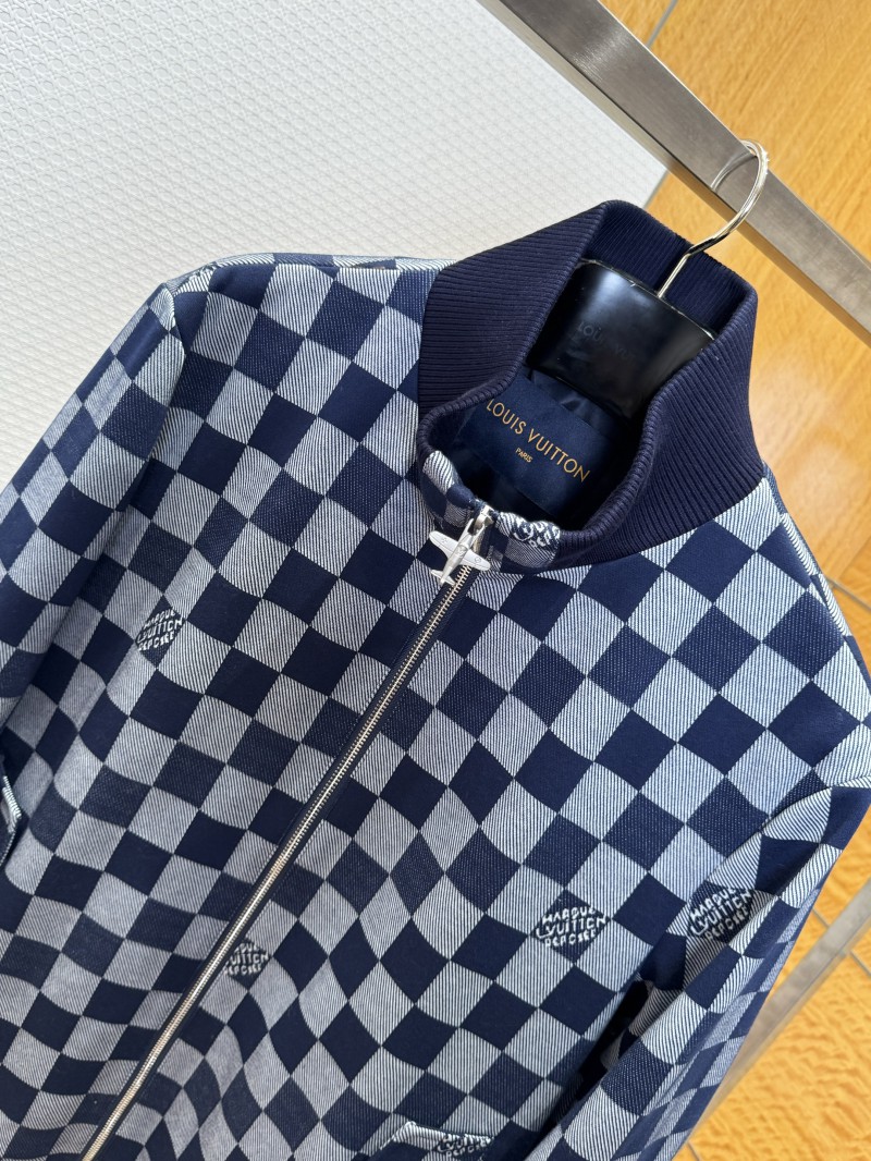 LV Checkered Jacquard Zipper Jacket Coat 2