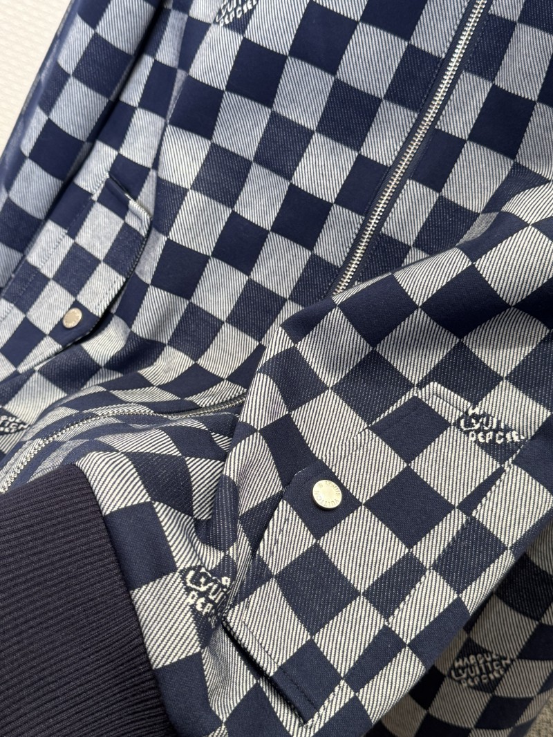 LV Checkered Jacquard Zipper Jacket Coat 3
