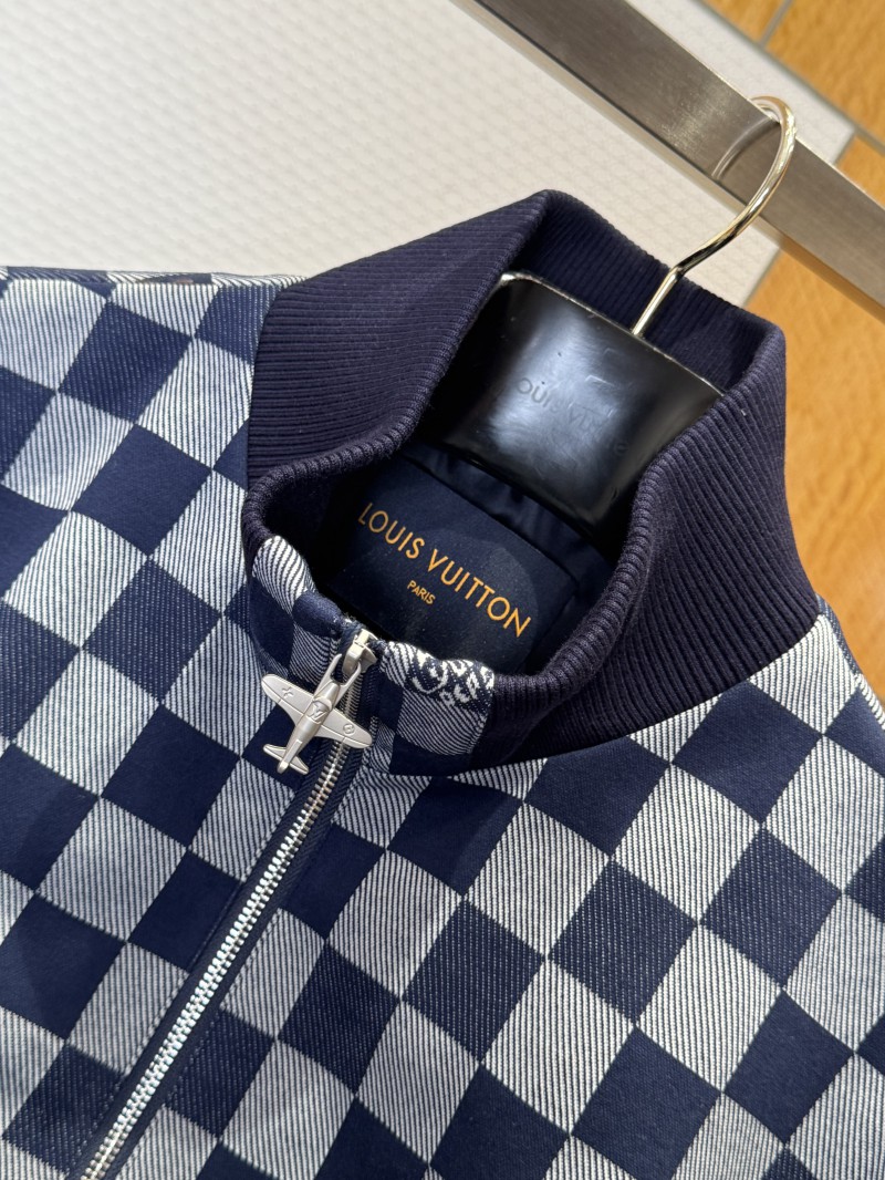 LV Checkered Jacquard Zipper Jacket Coat 4