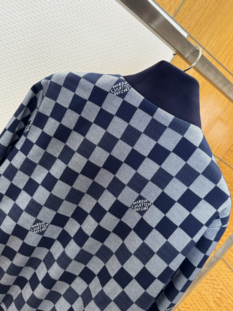 LV Checkered Jacquard Zipper Jacket Coat 6