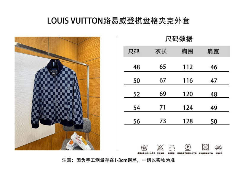 LV Checkered Jacquard Zipper Jacket Coat 9