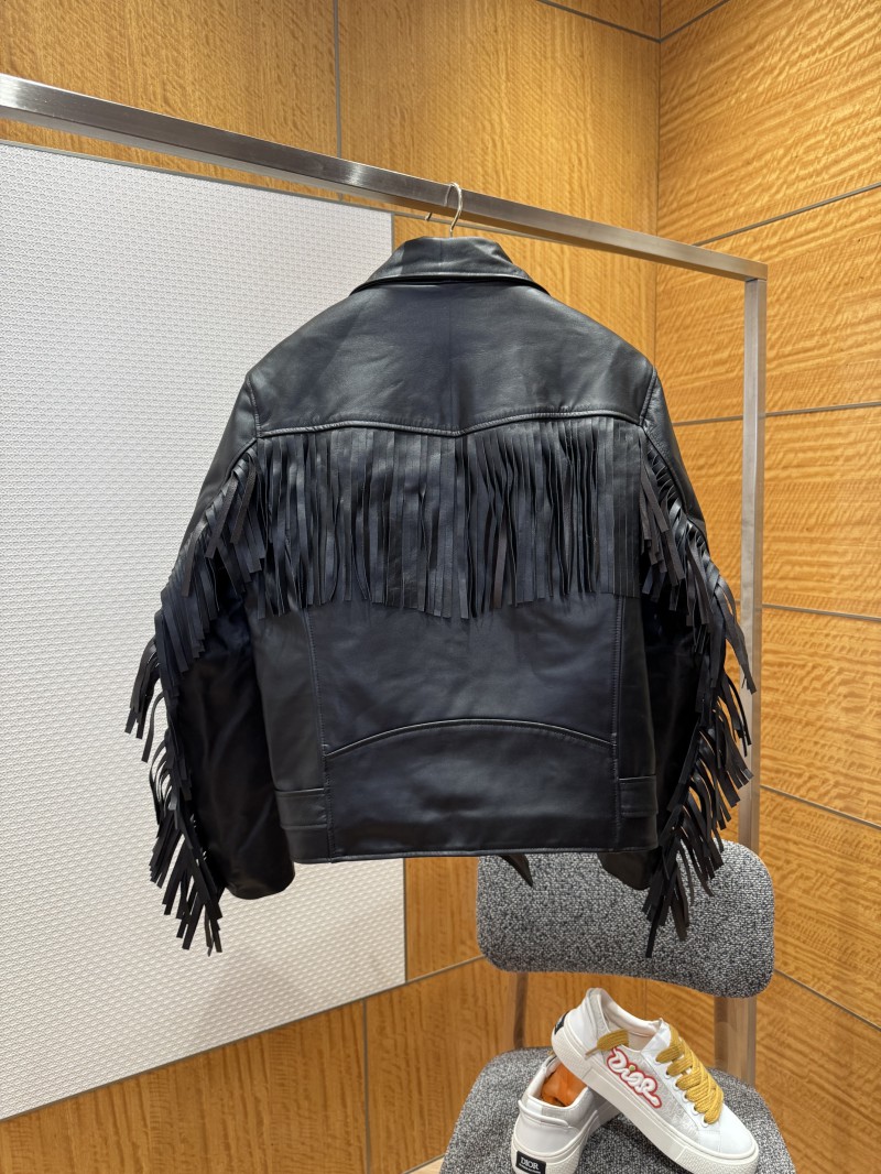 LV Fringe Genuine Leather Jacket Jacket Coat 1