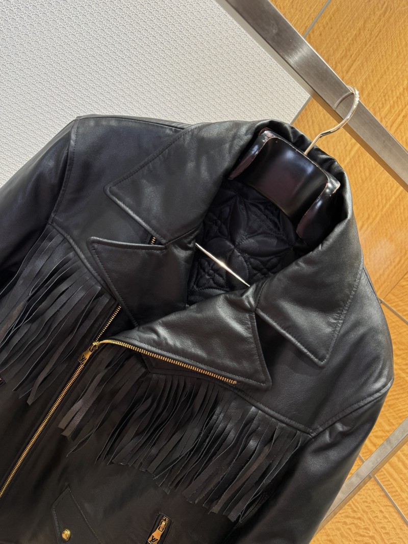 LV Fringe Genuine Leather Jacket Jacket Coat 2