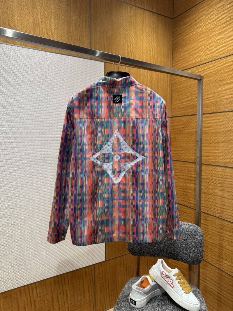 LV Rainbow Four-Leaf Clover Lapel Long-Sleeve Shirt 1