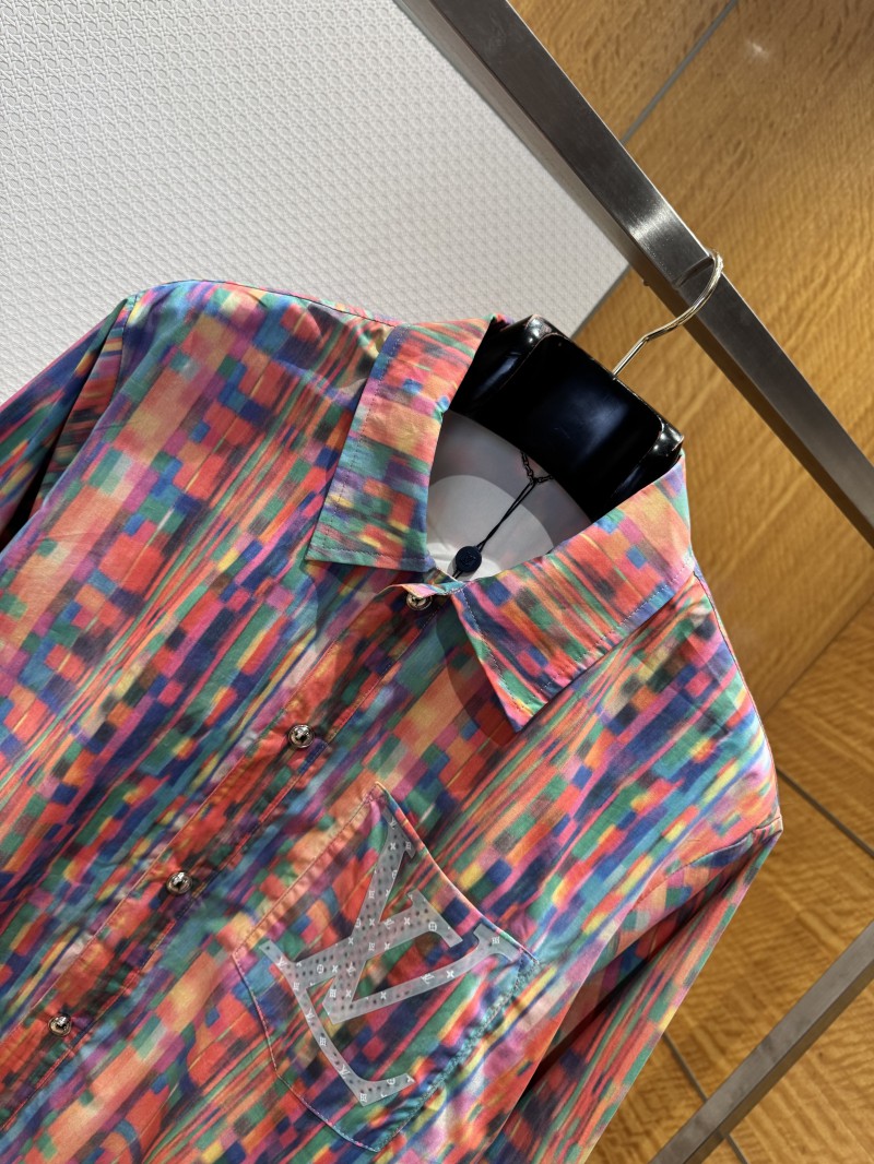 LV Rainbow Four-Leaf Clover Lapel Long-Sleeve Shirt 2
