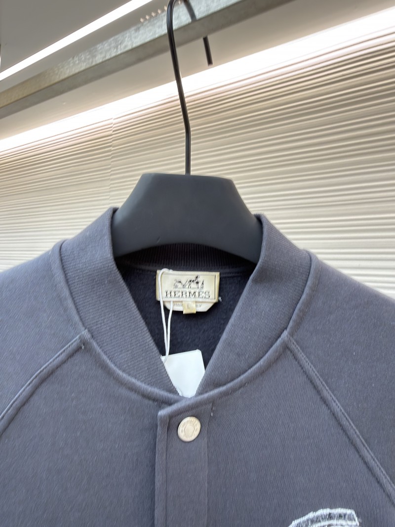 Hermes Solid-Color Ribbed Single-Button Long-Sleeve Jacket Coat 2